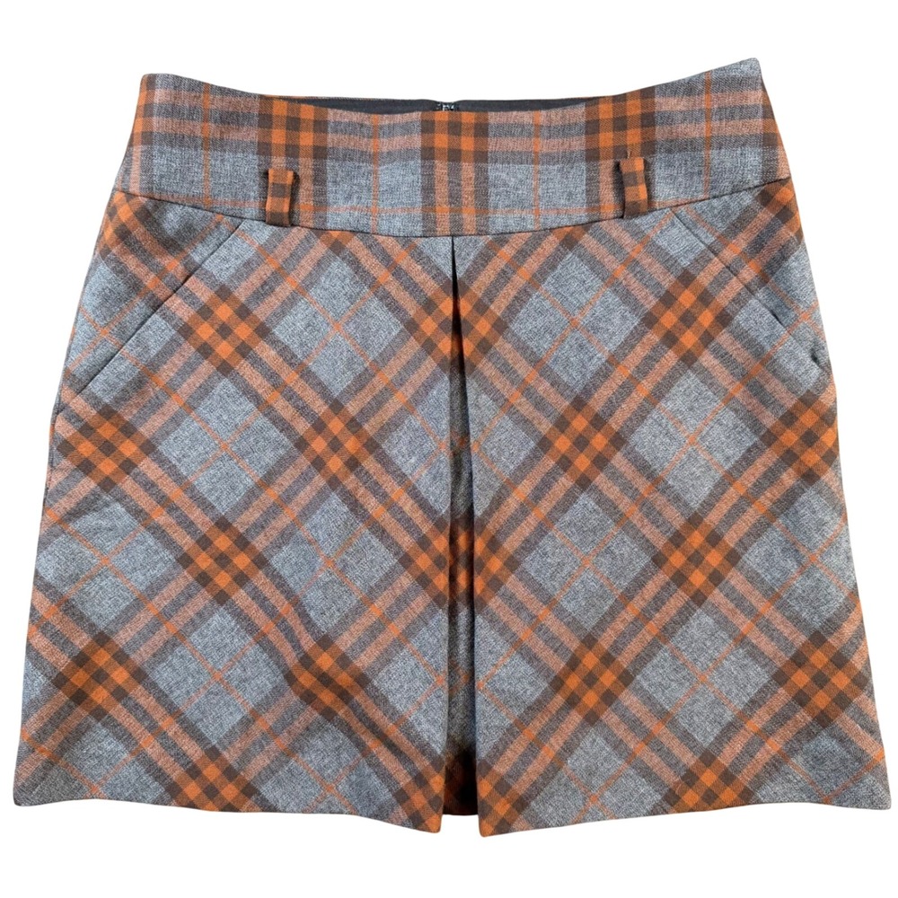 Limited Plaid A-Line Mini Skirt Womens 8 Orange Gray boho Y2K‎ preppy retro 70s